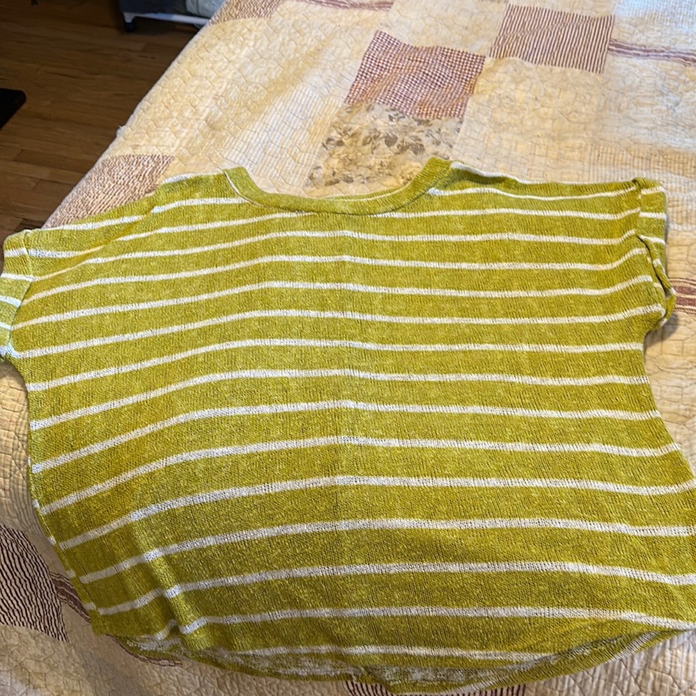 Lime and white striped sweater